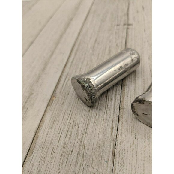Vintage Aluminum Bullet Salt and Pepper Shakers Skyscraper 2" - Picture 4 of 5